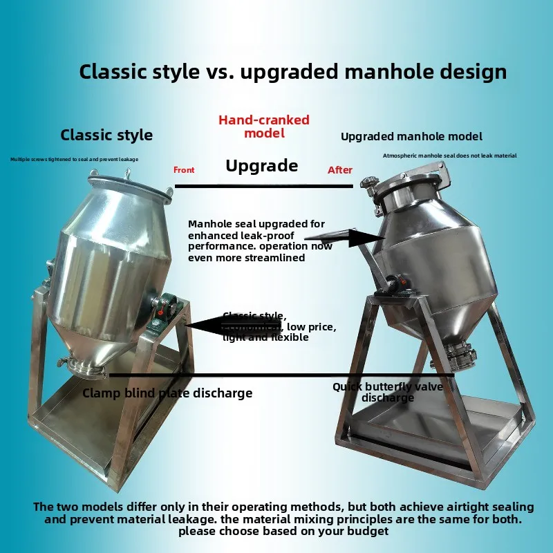 Manual Small Powder Dry Powder Laboratory Mixer Mixing Tank Traditional Chinese Medicine Powder Mixer