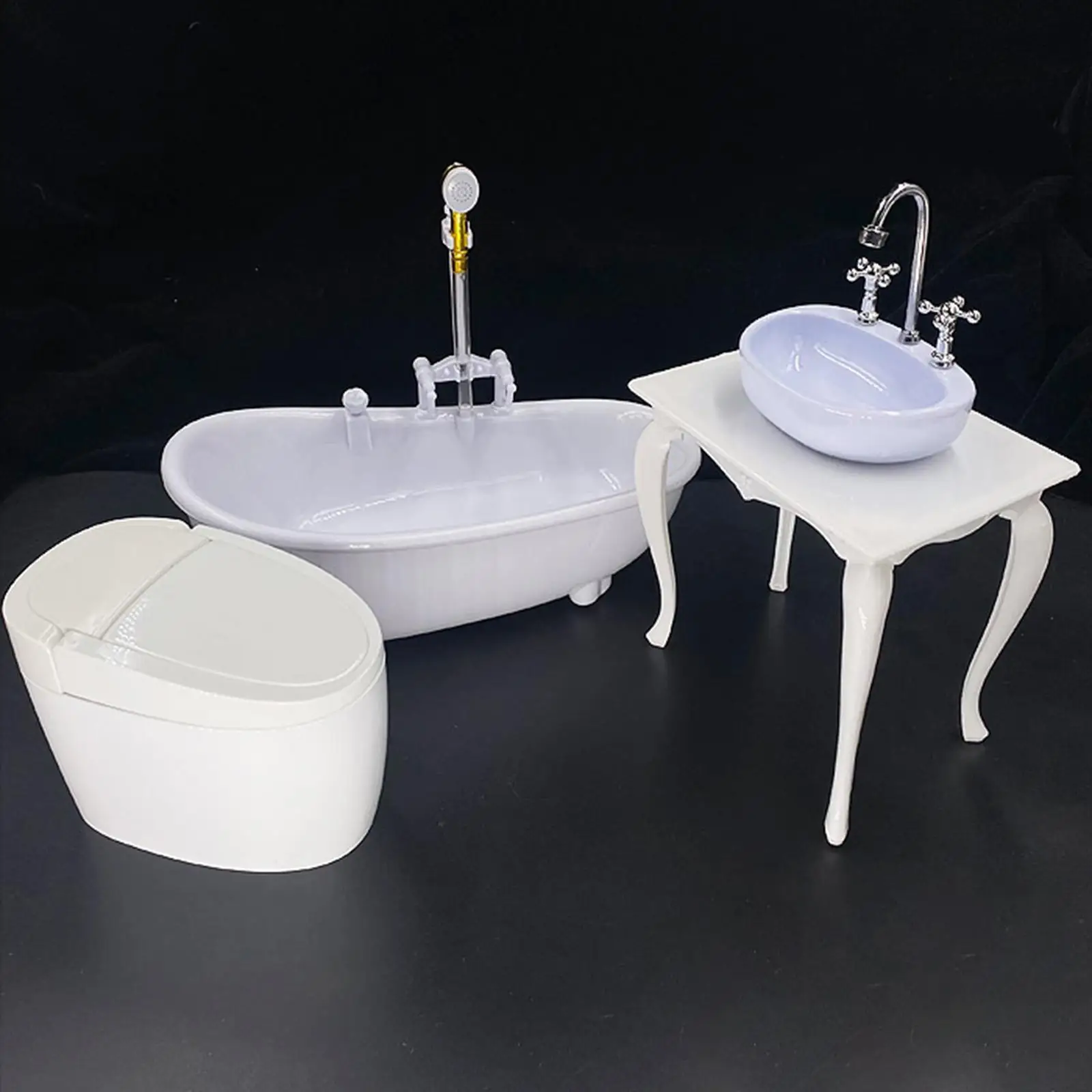 1/6 Scale Bathroom Accessories Model Bathtub Toilet Washstand Model for 12in Doll Props Doll Model Doll House Scene Accessories