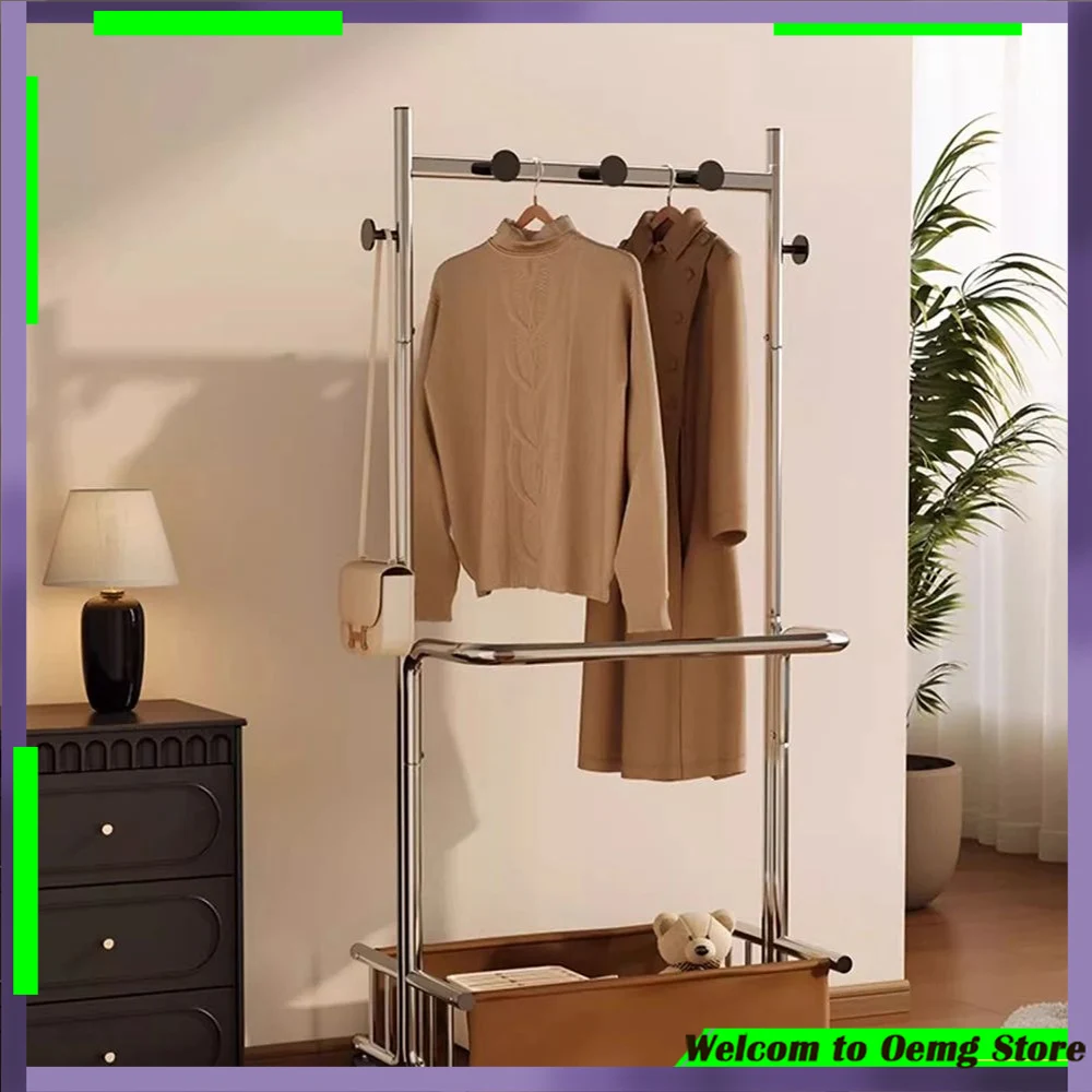 Modern Industrial Metal Clothes Rack With Storage Basket Space Saving Design Stylish Organizer Babies Clothes Perfect Home Decor