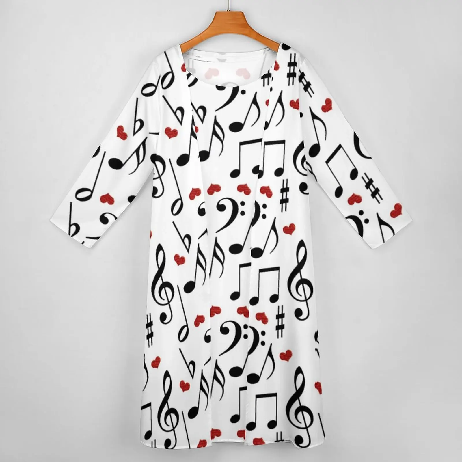 Music Note Dress With Hearts Kawaii Maxi Dress Two Piece Custom Boho Beach Long Dresses Street Style Oversized Vestidos