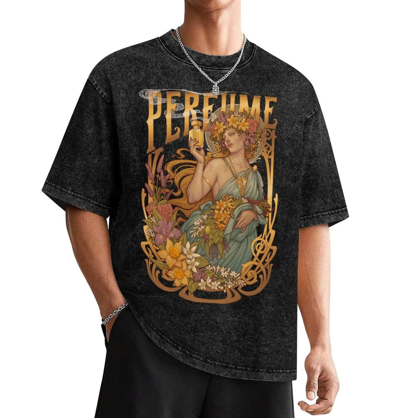 

PERFUME - Art Nouveau allegory T-Shirt graphic shirts blue archive mens funny t shirts