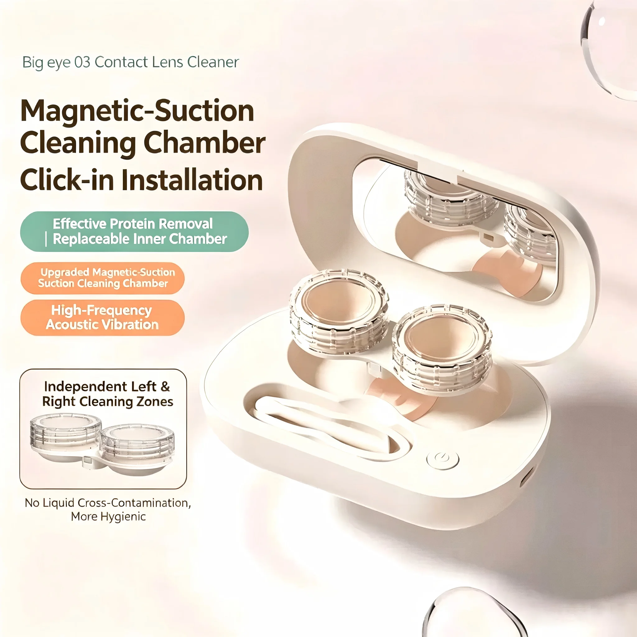 Portable Automatic Contact Lens Cleaner Box, Rechargeable Sonic Corneal Lens Washer