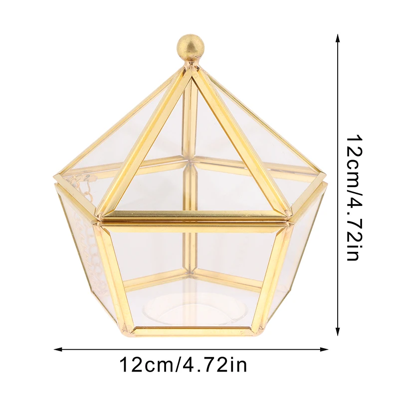 1Pc Transparent Pentagon Jewelry Storage Box Clear Jewelry Display Case Ring Earring Organizer Holder Tabletop Container