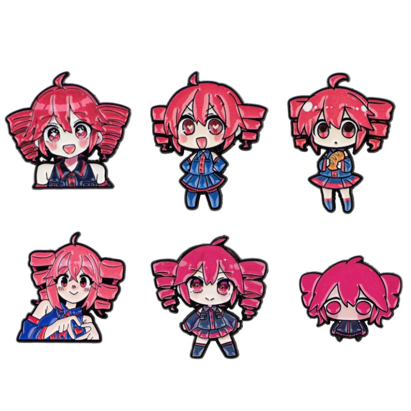2 pzs. Pin de esmalte de anime Kasane Teto, broche de personajes de dibujos animados de chica linda, insignias de manga para mochila, ropa, solapa, accesorios decorativos