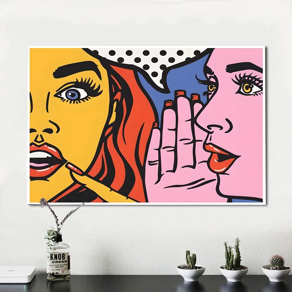 Whispers Between Women Colorful Poster Pop Art Print Abstract Canvas Painting Modern Wall Picture Living Room Bedroom Home Decor