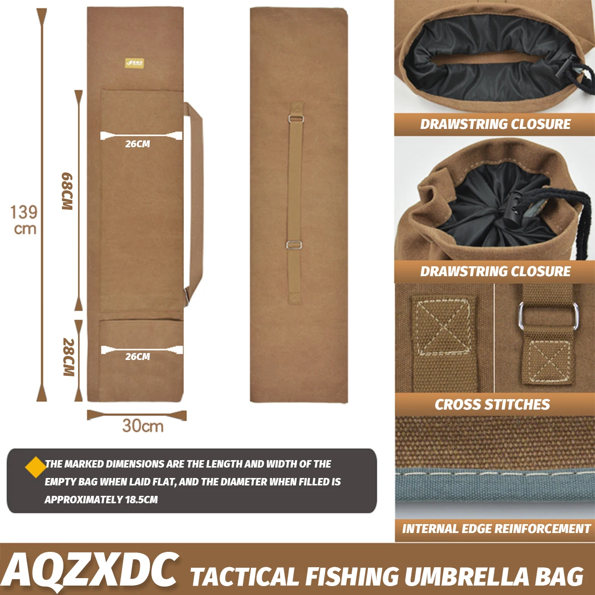 

Tactical Fishing Umbrella Bag 80/100/139cm Canvas Fishing Bag Portable Waterproof Fishing Rod Umbrella Tackle Gear Storage Case