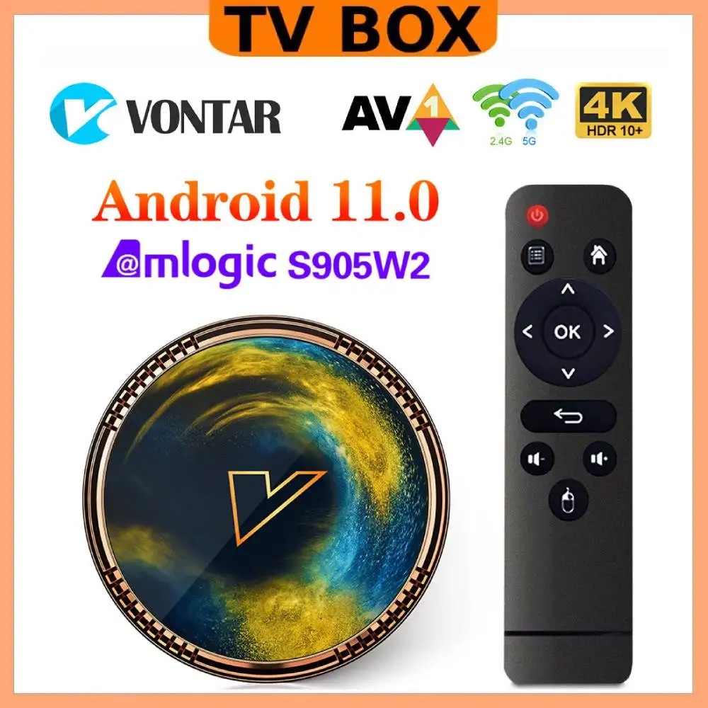 

VONTAR X2 Smart TV Box Android 11 Amlogic S905W2 Media Player Android 11.0 4G 64G Set Top BOX 4K 60fps AV1 2.4&5G Wifi BT 2G16G