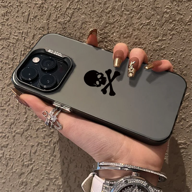 Black Skull Phone Case For iPhone 16 15 Cases iPhone 14 13 12 11 Pro Max Mini XS Max XR X 7 8 Plus SE2022 Plating Silicone Cover