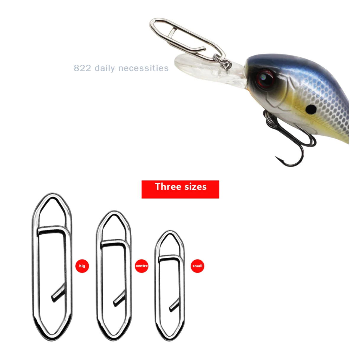Lot de 50 clips de pêche rapides en acier inoxydable, connecteurs à changement rapide pour la pêche en surface