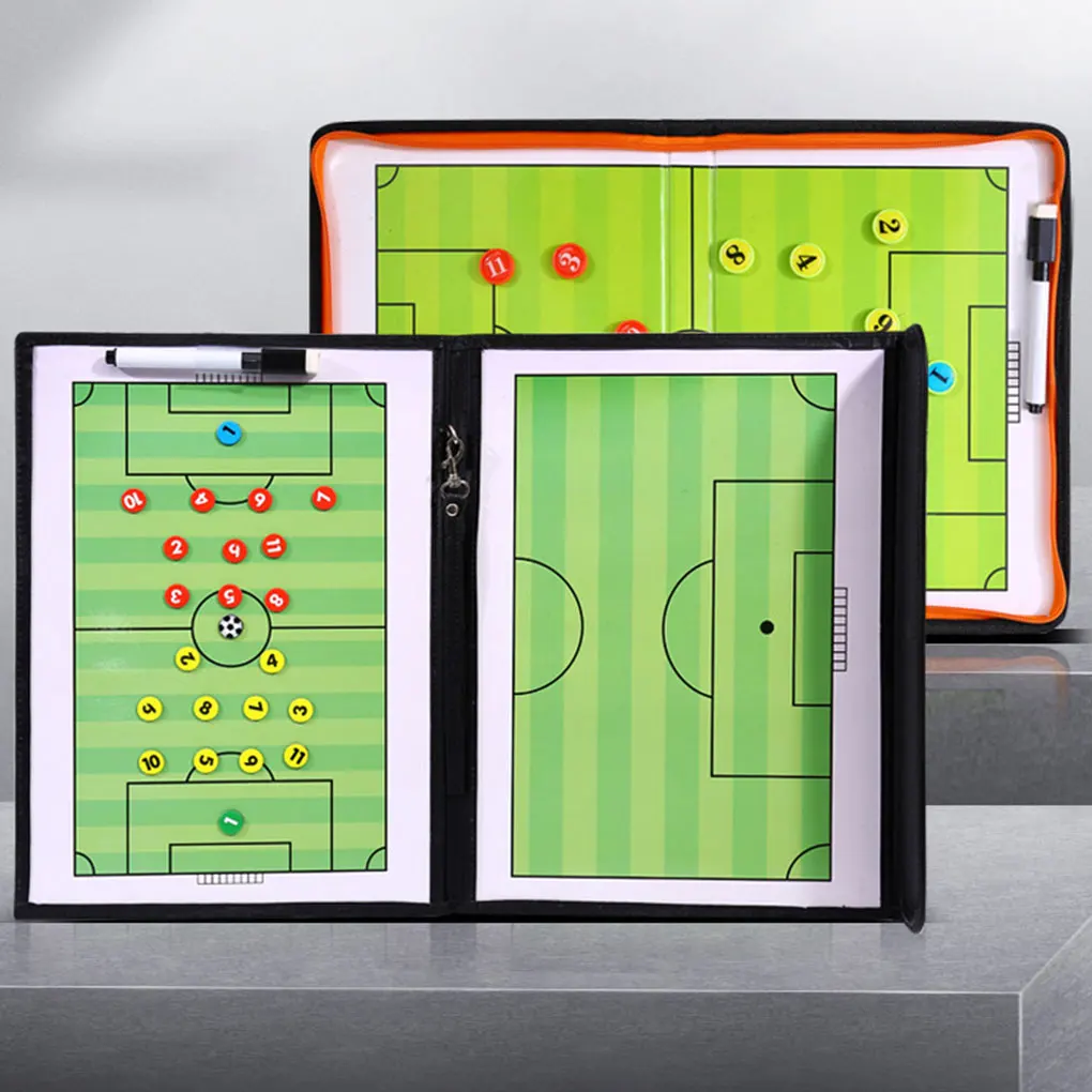 

Football Tactical Board Color Volleyball Coach PU Teaching Board Magnetic Competition Only Tactical Board with Pen