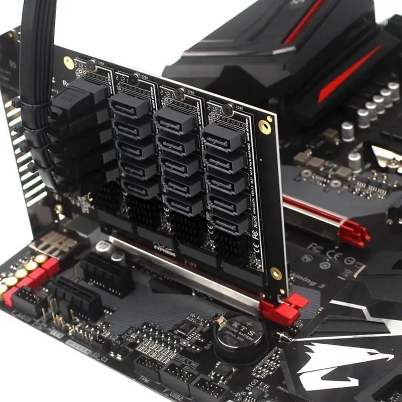 R53C 20 Port NVMe PCIe Adapter 4 for M.2 NVMe SSD to PCI-EX16 4x32Gbps Array for RAID