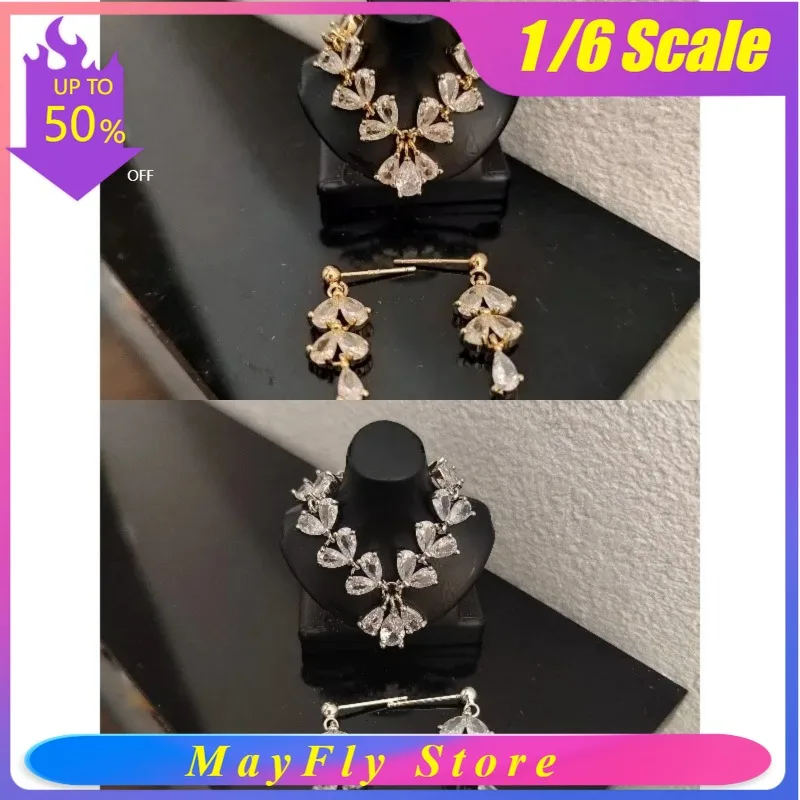 

1/6 Scale Action Figures Mini Jewelry Zircon Earrings Magnetic Buckle Necklace Model for 12" BJD Soldier Body Decoration