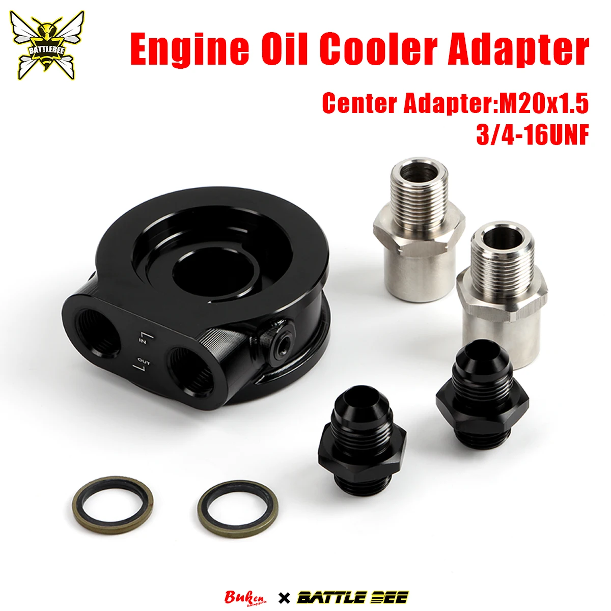 Car Modification Universal Car Oil Filter Sandwich Adapter For Oil Cooler Plate Kit M20 X 1.5 3/4-16UNF AN10/AN8 BB-OFA-004
