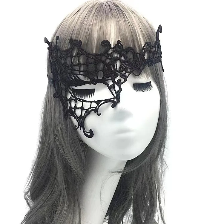 Damen Gothic Spitzenmaske Cosplay Halloween Party Karneval Sexy Damen Kostüme Weihnachten Halbgesicht Tier Rollenspiel Masken Kleid – Detail 14
