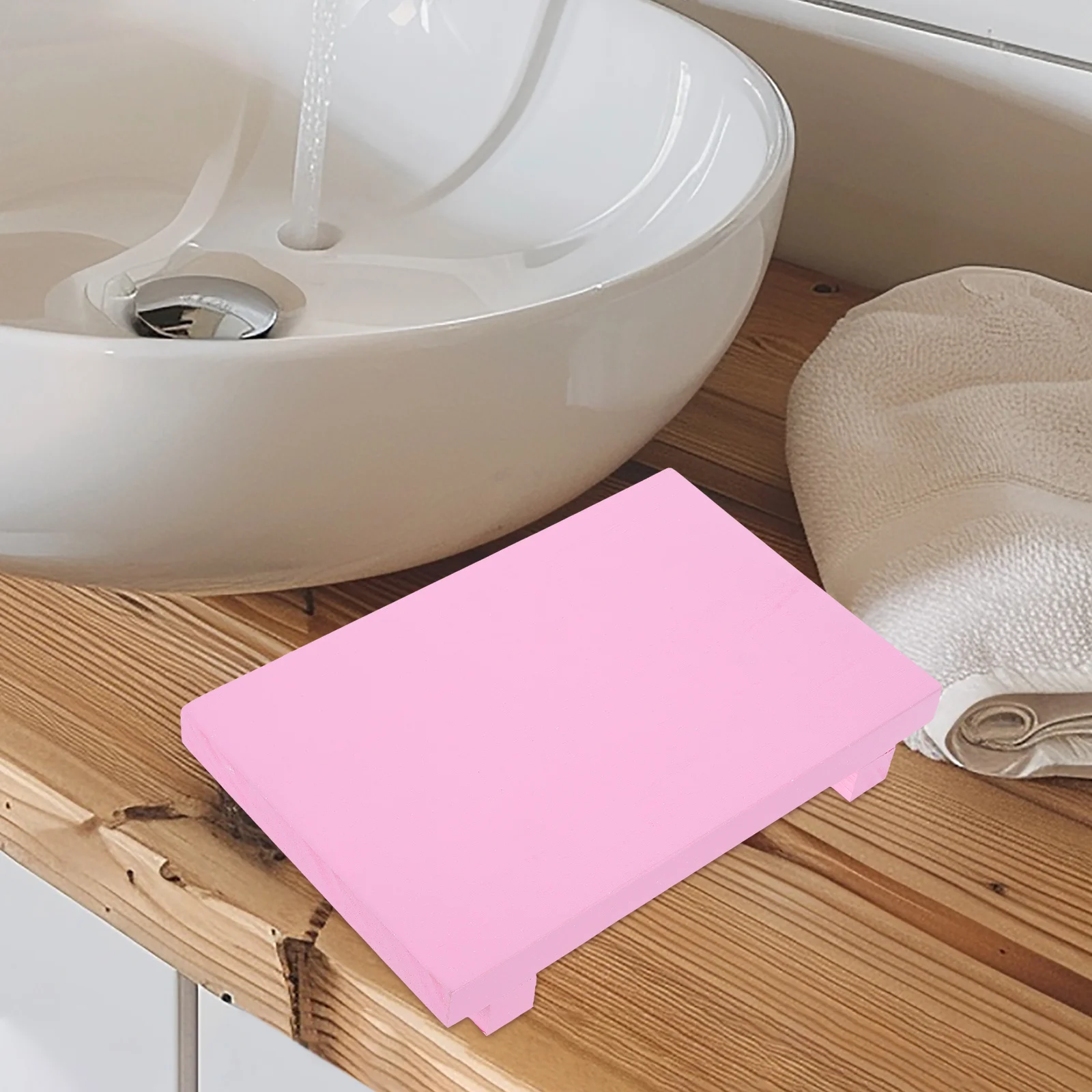 

Wooden Storage Bathroom Tray Natural Dish Holder Multi-Function Storage Tray For Kitchen Vanity Use Solid Wood Display Board