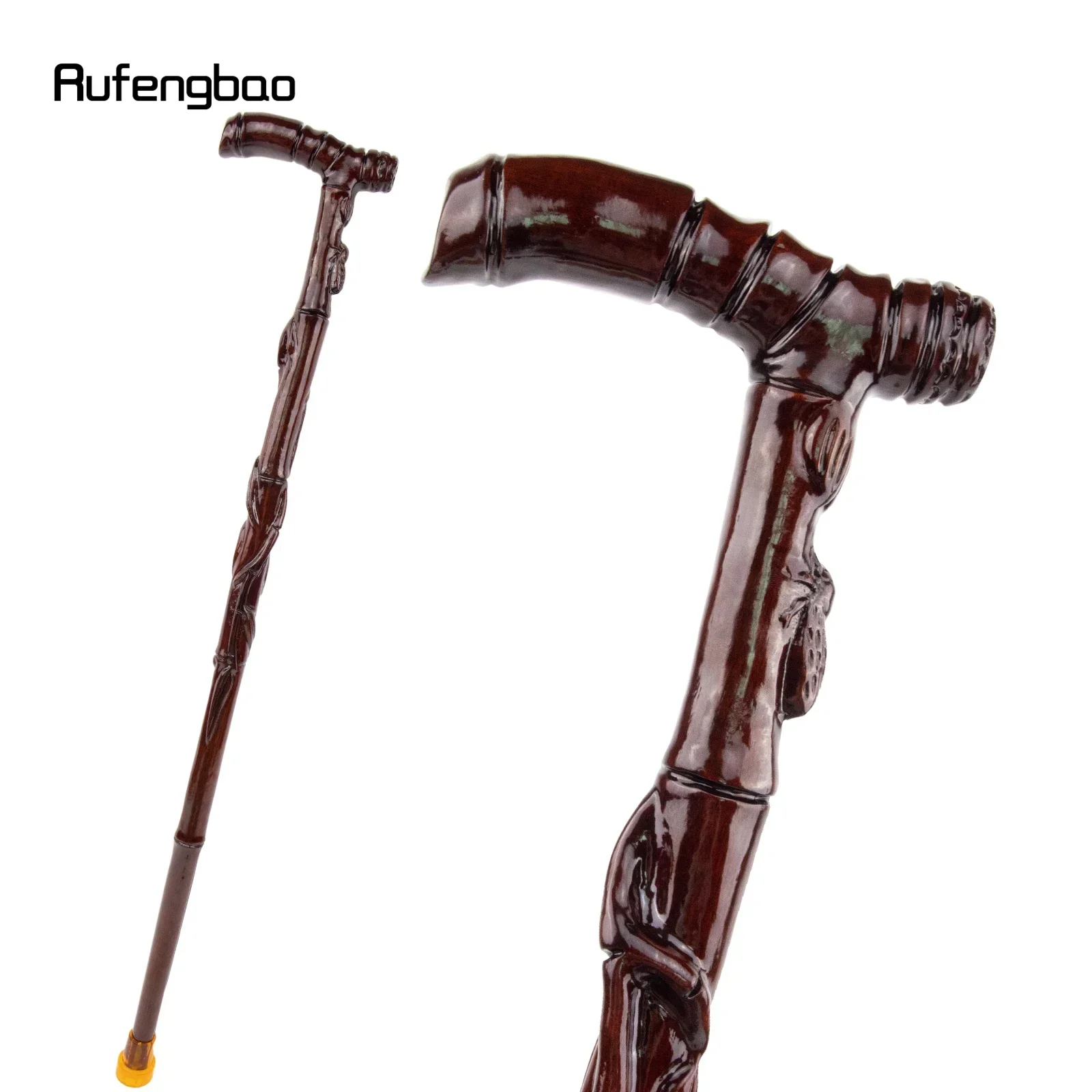 

Brown Cicada Bamboo Wooden Single Joint Fashion Walking Stick Decorative Cospaly Cane Halloween Mace Crutch Wand Crosier 92cm