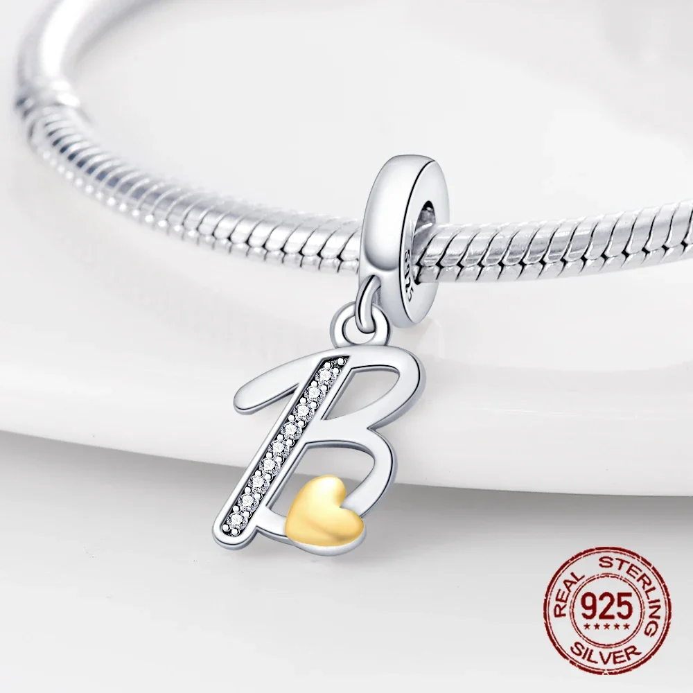 925 فضة رسالة مزيج حلية للنساء ، اسم الخرز ، يناسب أساور باندورا الأصلي ، صنع المجوهرات ، الأبجدية السحر