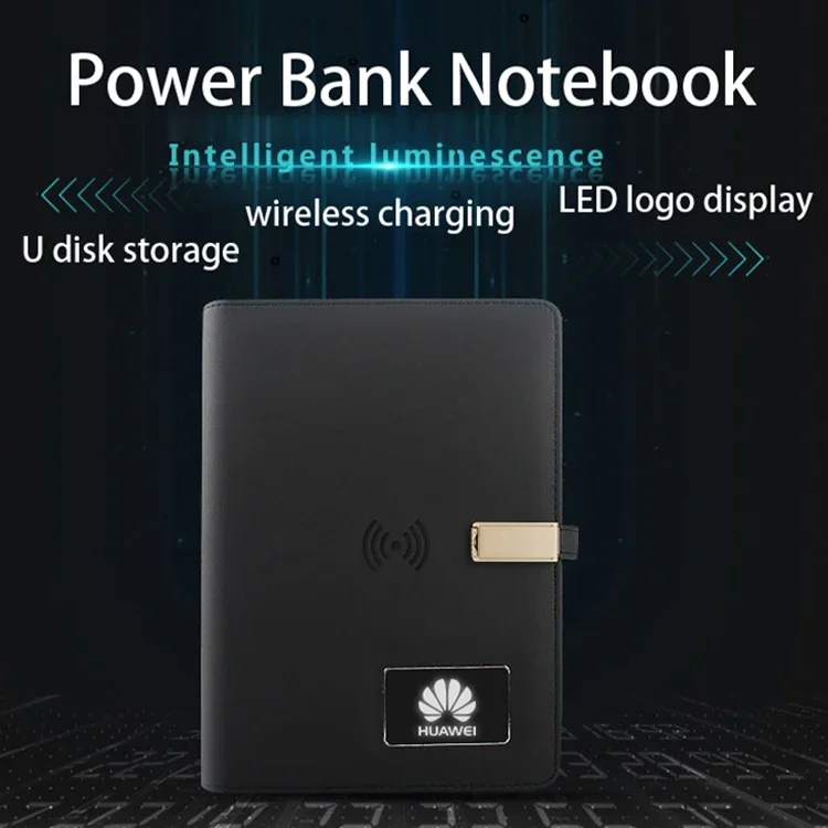 Business Gift A5 Journal Smart Notepad Password Lock Diary Pu Leather Notebook With Power Bank 8000mah Organizer