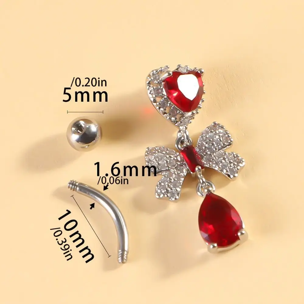 Personalidad de acero inoxidable circón ombligo anillo arco cristal cuerpo Piercing joyería Piercing Punk corazón ombligo anillo regalo