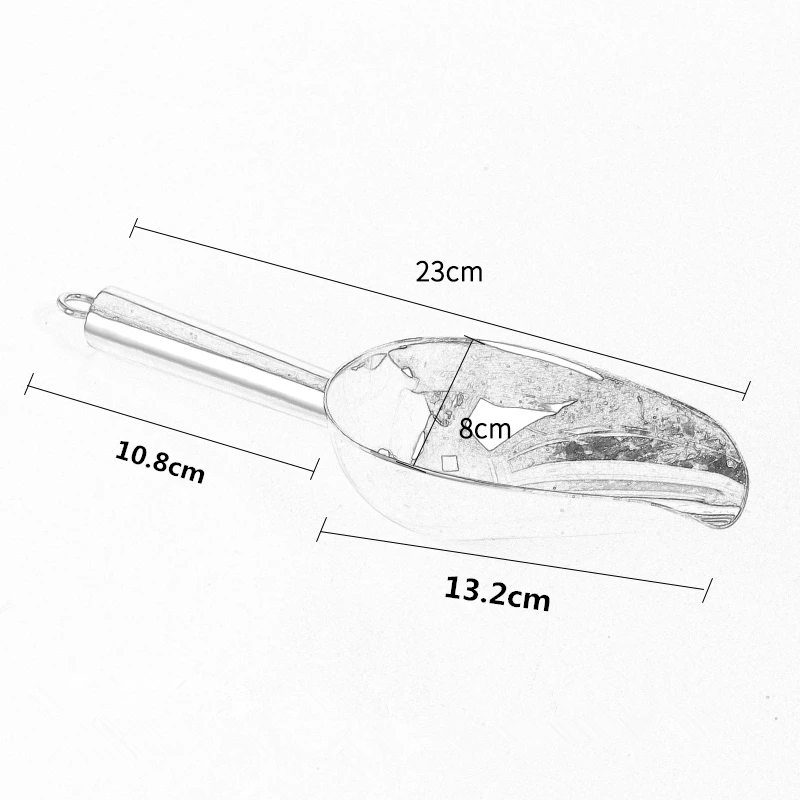 

1pcs Multi-functional Stainless Steel Bar Ice Scoop Shovel Food Tea Sugar Scoop for Supermarket Bar