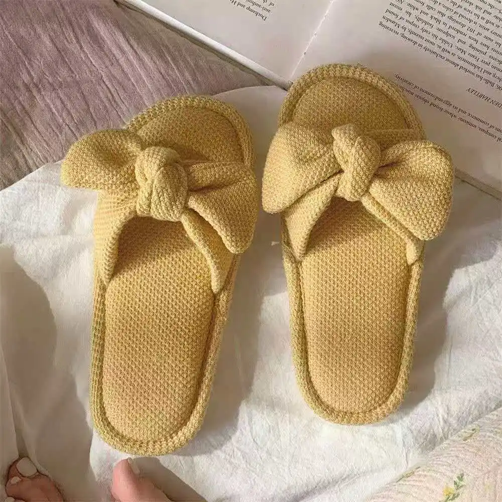 

2026 Four-season home floor slippers with comfortable soft soles lightweight anti-slip quiet and made of linen