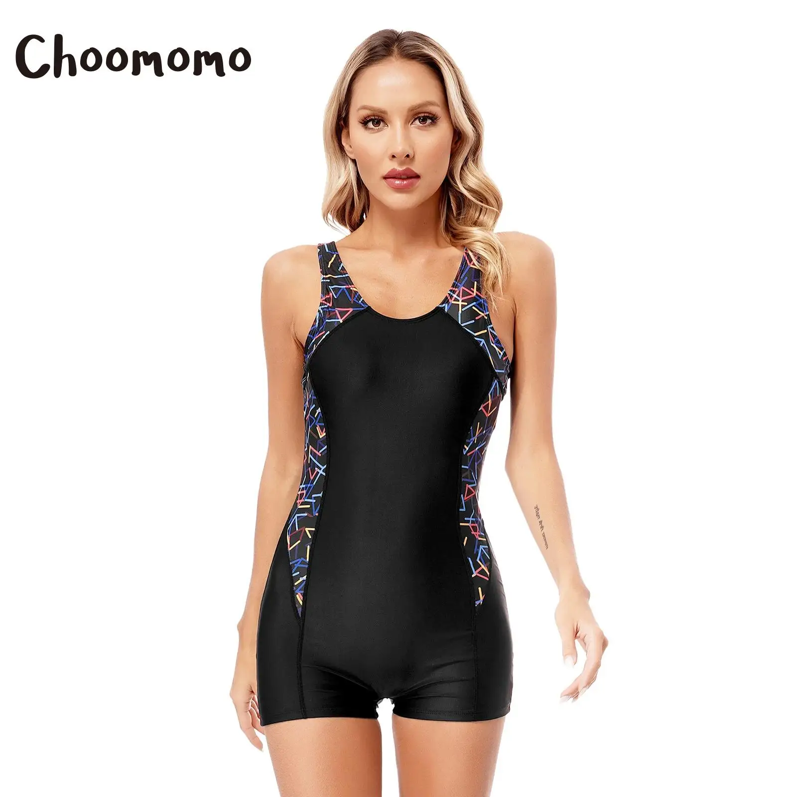 

Womens Boyleg Unitard Sleeveless U Back Swimsuits Athletic Swimwear One Piece Sports Swimming Surfing Diving Bathing Suits