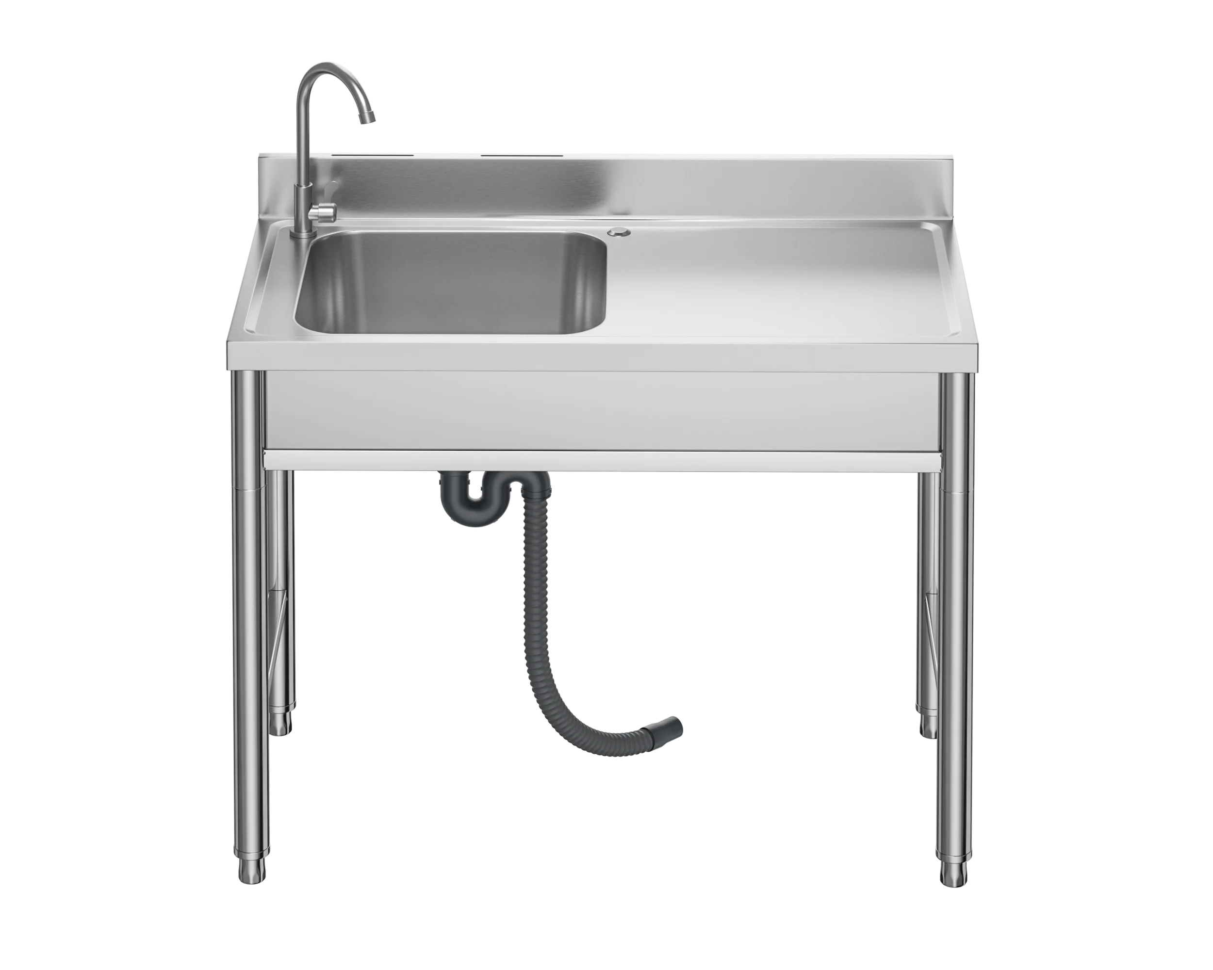 

Freestanding Multifunction 100cm Stainless Steel Kitchen Sink Shelf Single Bowl
