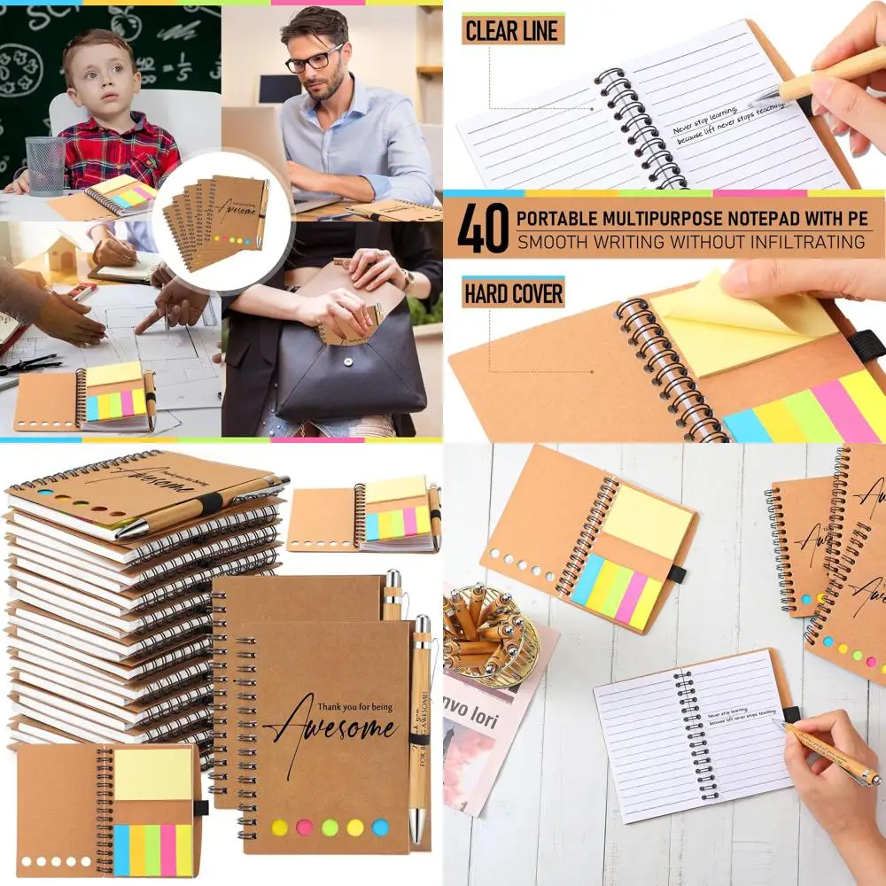 

Bulk Inspirational Notebooks & Motivational Pens: Valentine's Gifts for Staff, Teachers & Nurses (Kraft, 40 Sets)