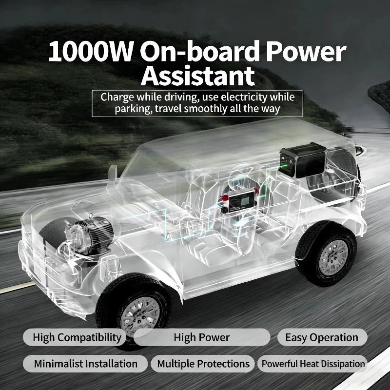 1000W DC-DC Car Battery Charger, Bidirectional 12V/24V On-Board Power Assistant, Fast Charge for RV/Vehicle Lithium Battery