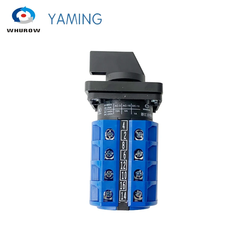 Yaming Electric YMW26-25/4 Control Motor Circuit Universal Changeover Rotary Cam Switch LW26-25/4 25A 4 Poles 3 Position