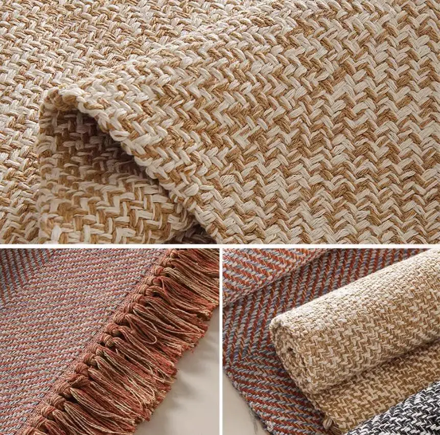 Kilim Cotton Linen Woven Carpets for Living Room Home Bedroom Rug Sofa Coffee Table Bedside Mat Modern Carpet with Tassel Tapis