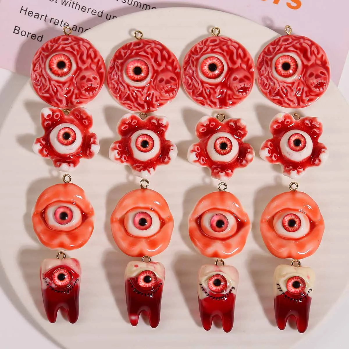 Z54 1pcs 3D New Fun Exquisite 3D Bloody Eyeballs Acrylic Halloween for Women Gothic Tooth Evil Eye Flower Drop Party Jewelry