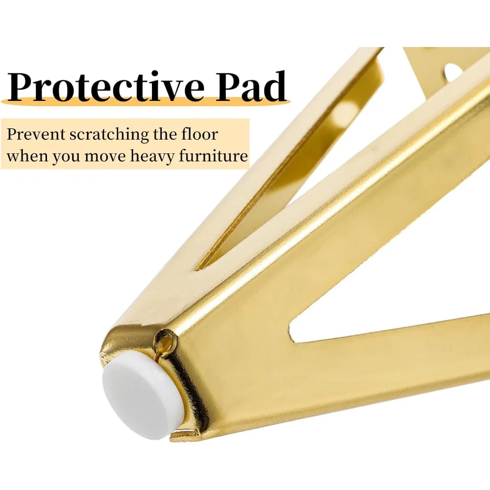 مجموعة أرجل الأثاث الذهبية مقاس 6 بوصات مكونة من 4 قطع، أقدام أثاث معدنية حديثة مع واقيات أرضية، وأرجل خزانة طاولة شديدة التحمل للمقصورة