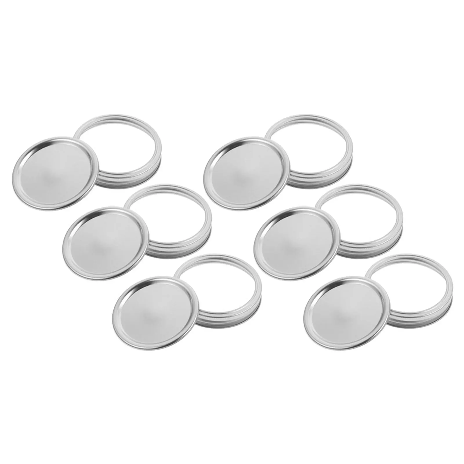 

6 Set Wide Mouth Jar Mason Lids Can Regular Silver Tinplate Food Storage Preserving