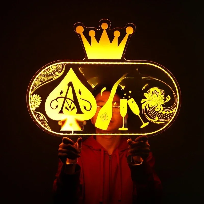 Bar KTV glowing hand placard transparent acrylic crown led happy birthday atmosphere props party supplies