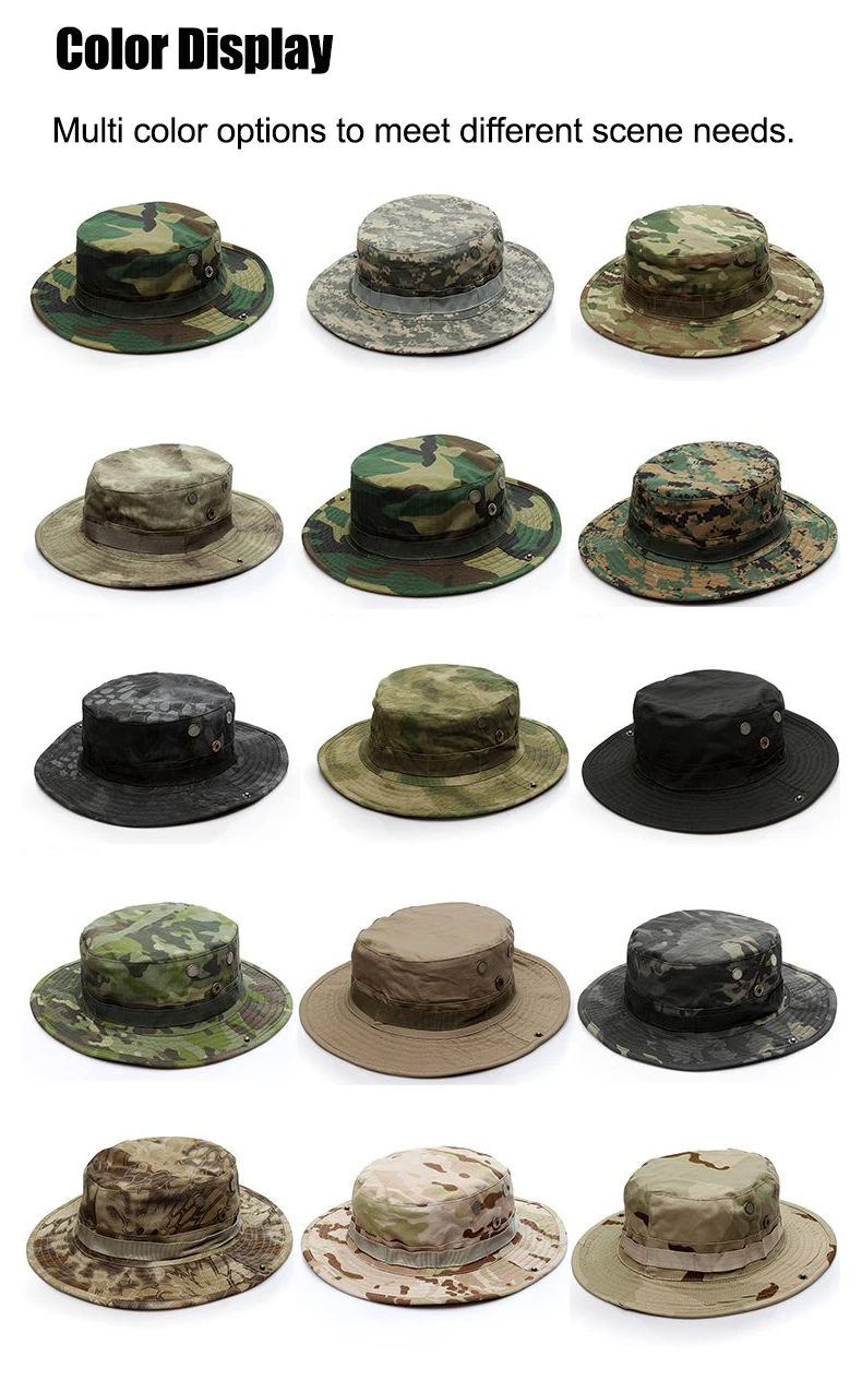 Camouflage Boonie Hut Sonnenschutz Hut mit breiter Krempe Outdoor Sport Angeln Wandern Camping Jagd Hut Faltbare Fischer Hut Männer – Detail 6