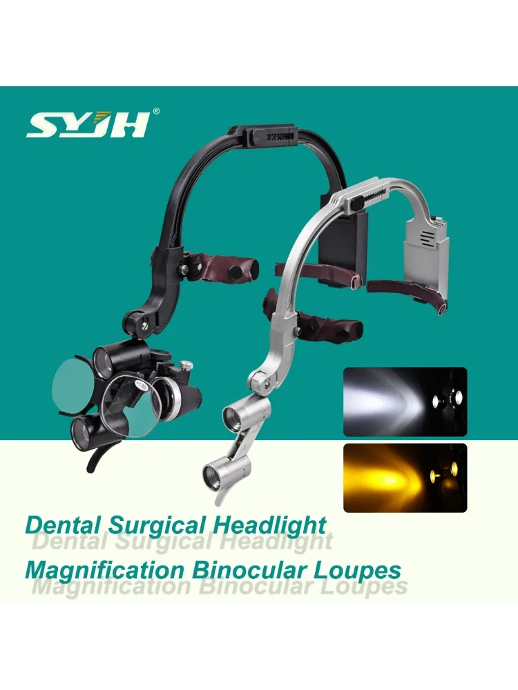 Lupy stomatologiczne LED binokularne z powiększeniem, 2 filtry, 5W chirurgiczna lampa czołowa, szkła powiększające 2.5/3.5X, narzędzia do laboratorium dentystycznego. — 2