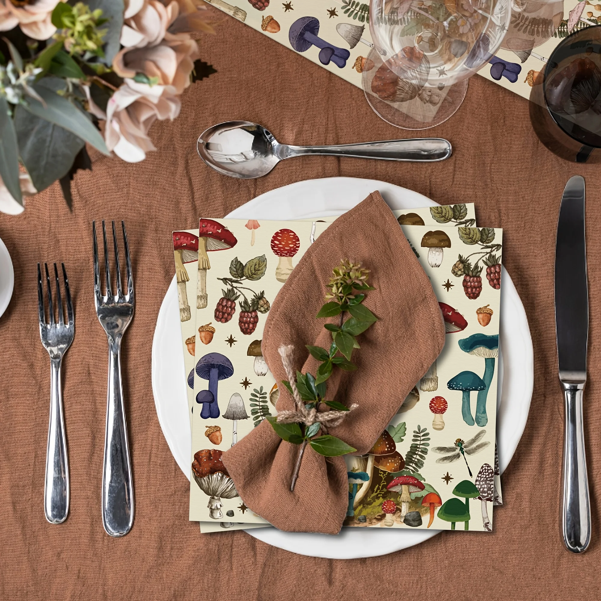 20/40 Stück Pilz- und Schnecken-Einwegservietten mit Themen – 2-lagiges Papier, geeignet für Hochzeiten, Geburtstage und Feiern – Detail 2
