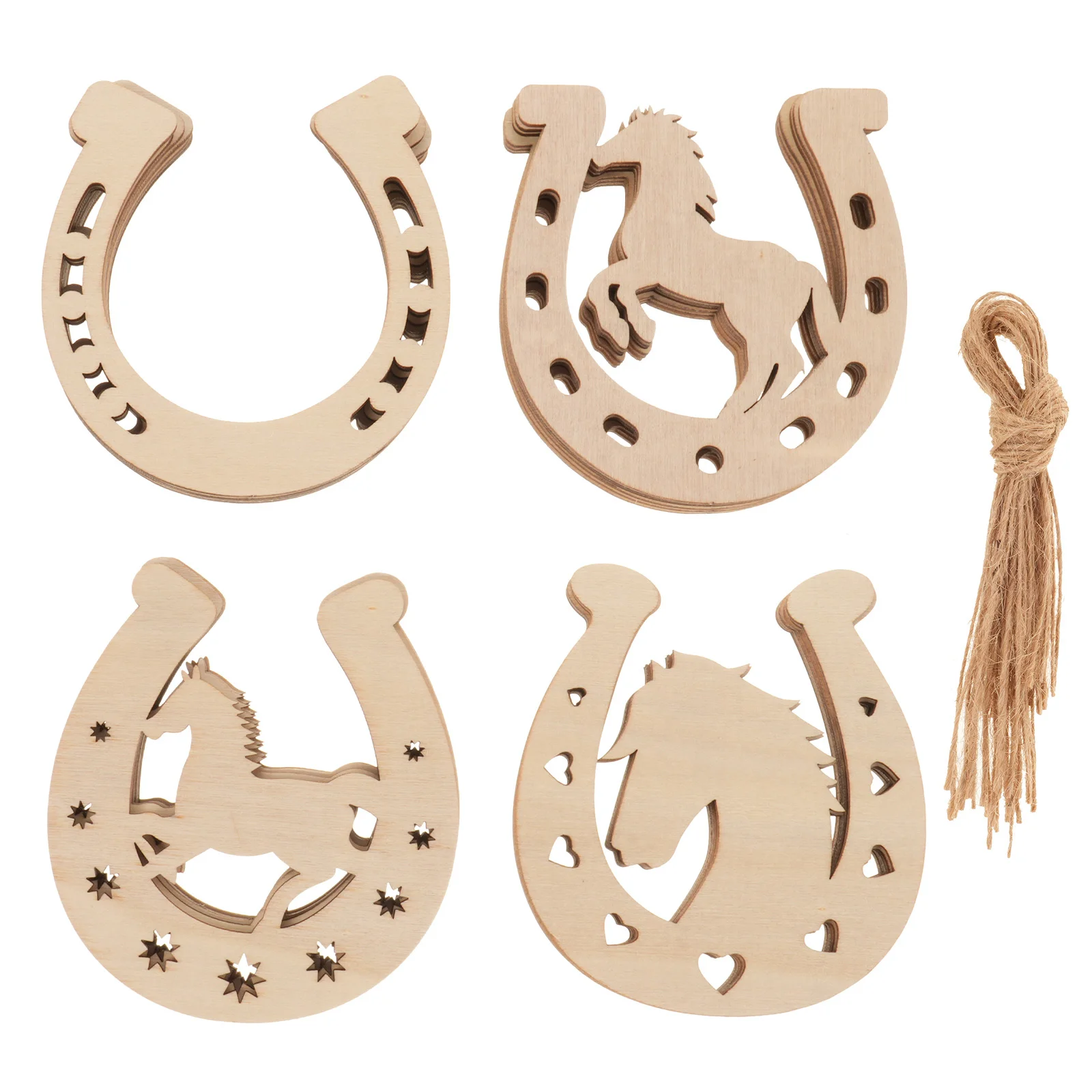 

24pcs Unfinished Wood Horseshoe Cutouts Diy Painting Slices Blank Wooden Ornaments Horseshoe Shaped Wood Chips For Craft