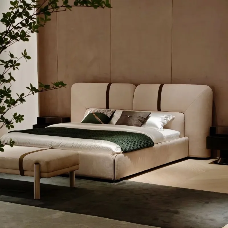Bedroom Velvet Leather Luxury High Quality Bed Set Modern Furniture White King Bed