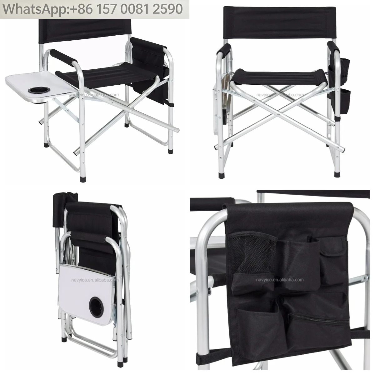

Portable High-Back Aluminum Folding Directors Chair Camping Chair, Easy to Carry & Store