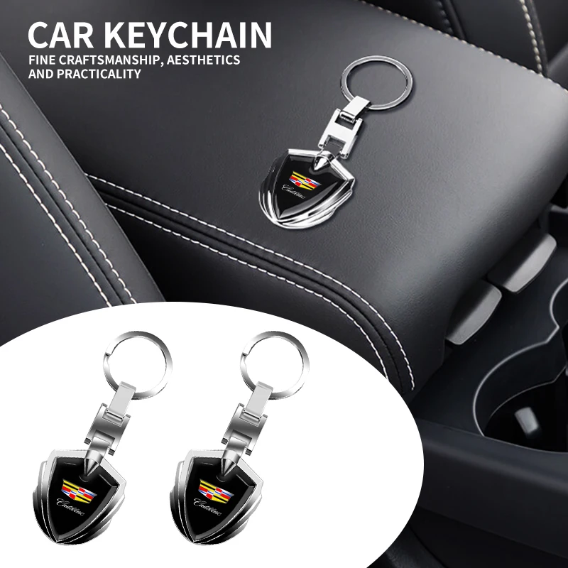 

Car Logo Stying 3D Metal Key Rings Shield Shaped Keychain For Cadillac Escalade CTS ATS SRX XT4 XT5 XT6 STS XTS SLR CT4 CT5 CT6