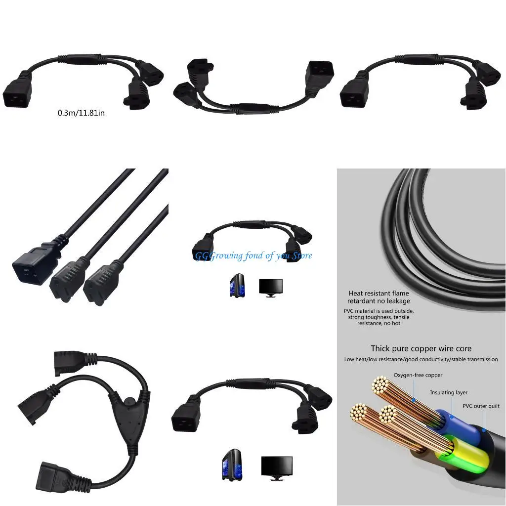 

H9EB 16A C20 to 2x5-15R US Standard Power Cable for Efficient Power Distribution