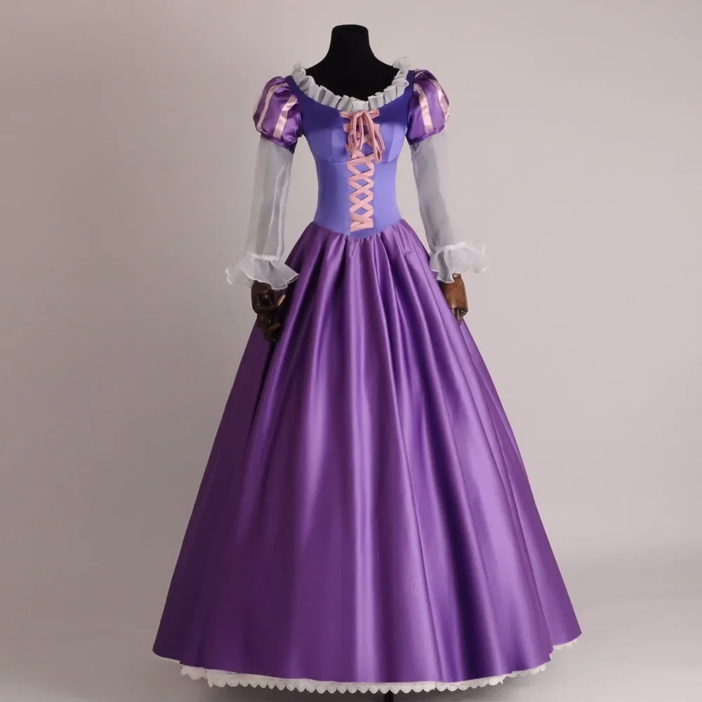 Anime Prinzessin Rapunzel Cosplay Kostüm Damen Lila Kleid für Erwachsene Frauen Rapunzel Halloween Kostüm für Weihnachtsfeier