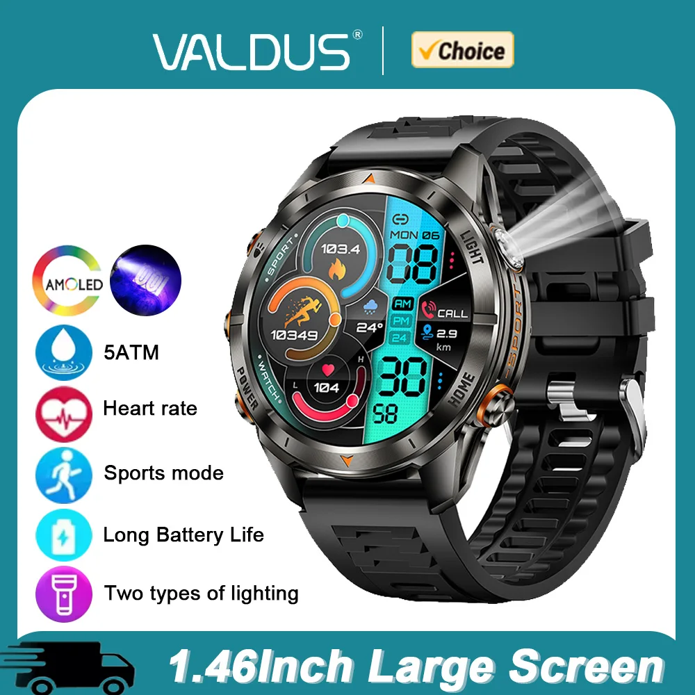 

VALDUS VD27 Pro Smartwatch Man Woman Fitness Sports Waterproof Long Battery Life BT Call Heart Rate 2026 New AMOLED Smart Watch