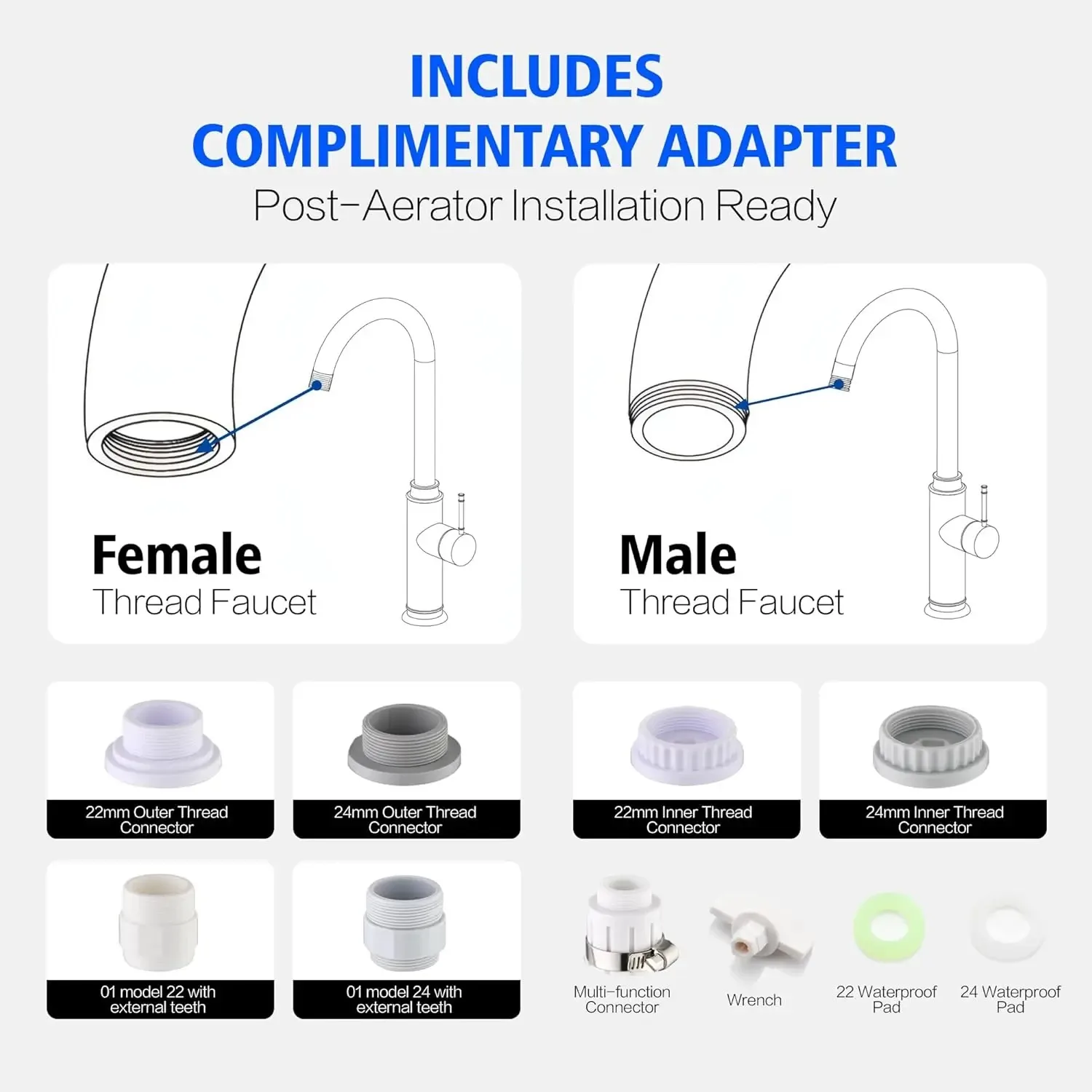 Lead-Reducing Sink Water Filter Tool-Free Installation Removes 99% of Chlorine & Heavy Metals for Purified Water