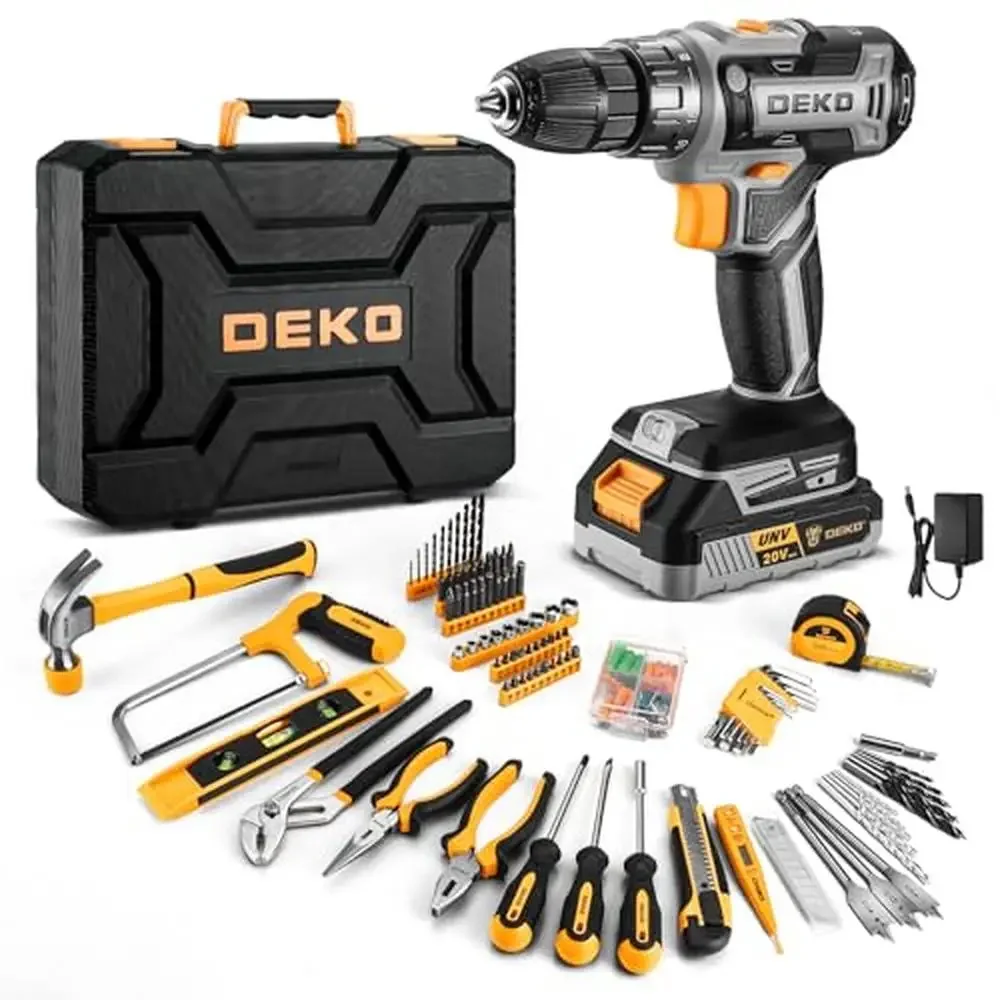 Cordless Power Drill Tool Kit Set 20V Battery Electric Driver Toolbox Men Home Repair Household DIY Furniture Installation Heavy