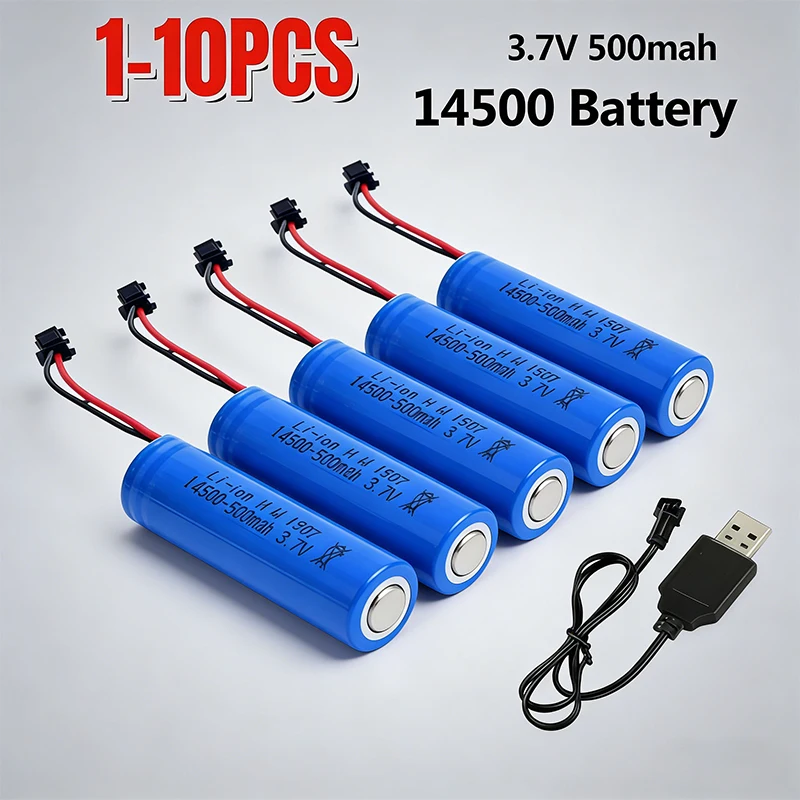 14500 3.7V 500mAh Rechargeable Lithium Ion Battery with SM-2P Plug for Stunt Dump Car Boat Tank Truck Replacement Toy Accessory