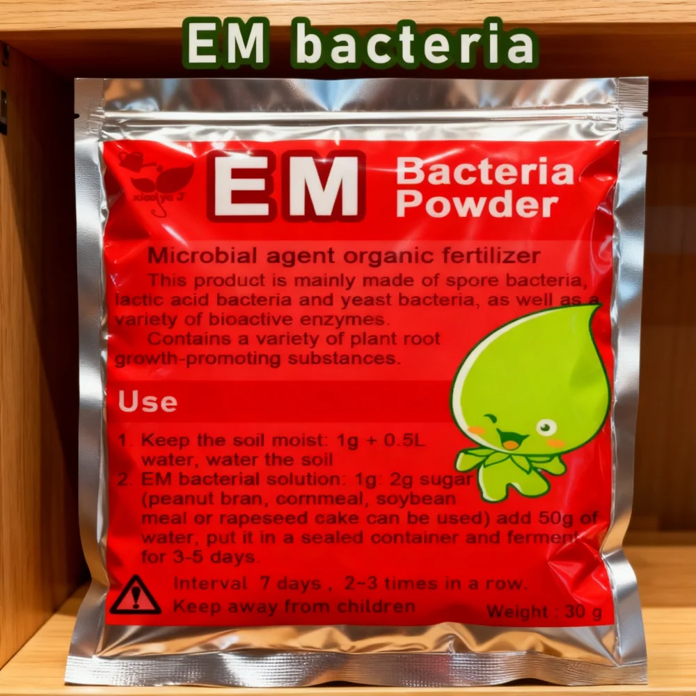 30g de Polvo de Bacterias EM, Microorganismos Eficaces para Fertilizante Orgánico, Elimina Residuos de Alimentos y Cultivos