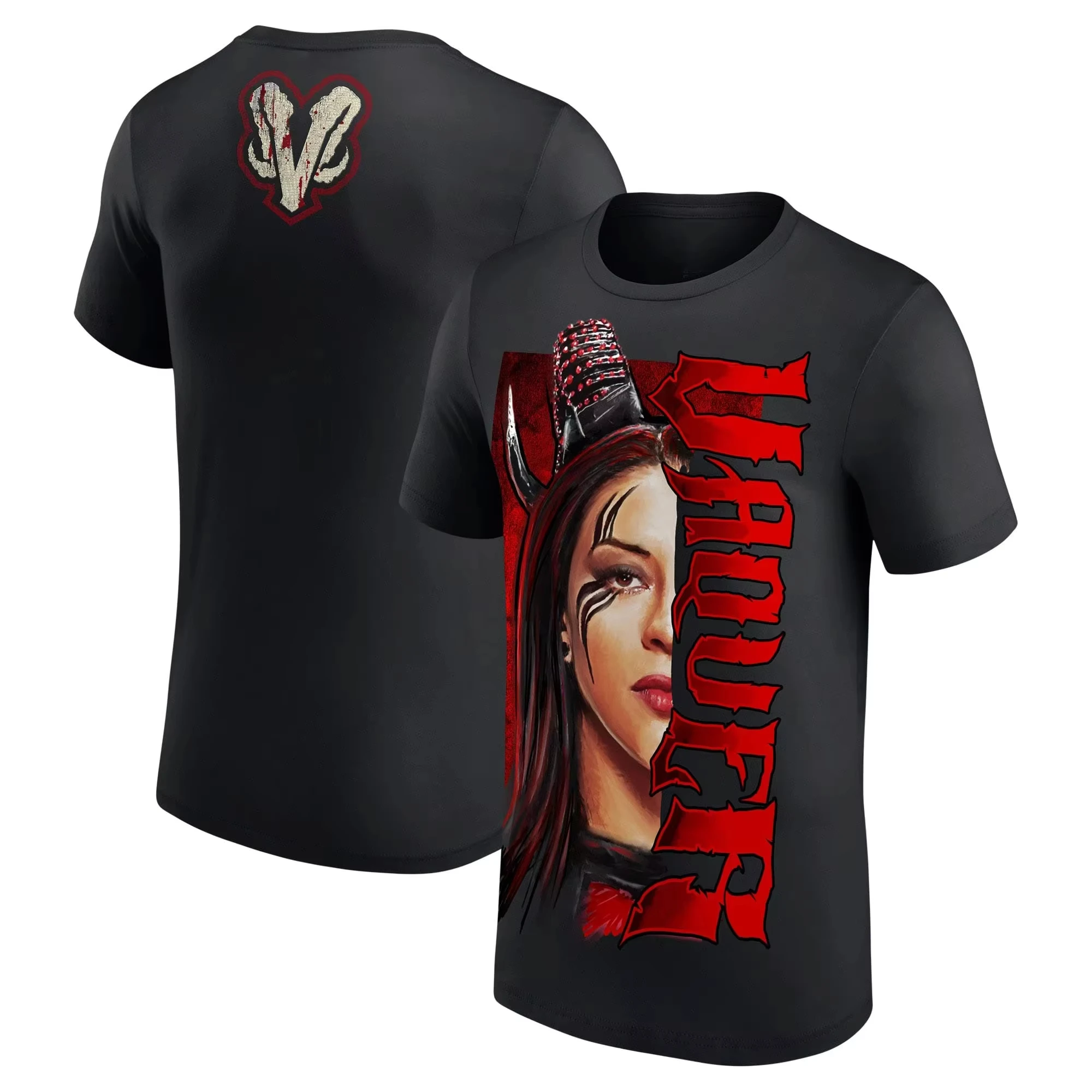

Men's Black Stephanie Vaquer V Logo T-Shirt Summer Short Sleeve Summer Loose Tee Shirts 2025 New Sports Children Clothes Tops